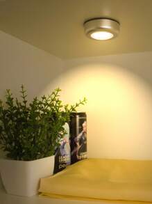 6/3/1 Luz de presión plateada, 3 luces nocturnas inalámbricas LED, diseño de interruptor de presión circular de luz amarilla/blanca, carcasa de material ABS, luz de pared adecuada para iluminación del hogar, pasillo, baño, dormitorio, cocina, gabinete, escaleras, iluminación de automóvil (excluyendo la batería)