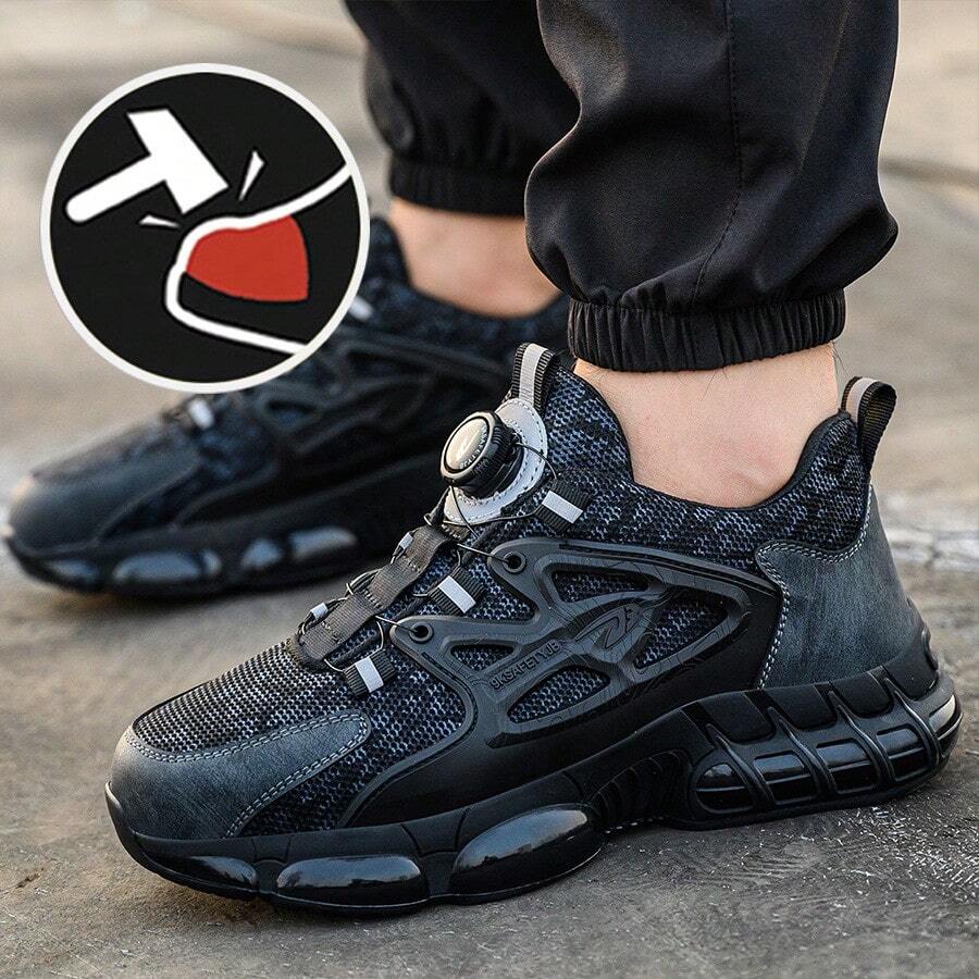 Sepatu Kerja Pria CEATSAFETV, Sepatu Kerja Anti Tusuk Anti Selip dengan Ujung Baja, Sepatu Atletik Konstruksi Industri Nyaman untuk Aktivitas Luar Ruangan, Musim Semi/Panas