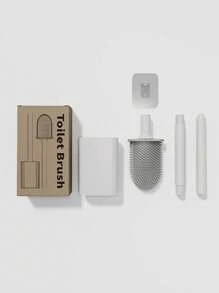 Soft Rubber Toilet Brush Bathroom Cleaning Brush, Crevice-Free Cleaning Brush, Detachable Handle Space-Saving Wall-Mounted Brush, Soft Rubber Toilet Brush Crevice-Free Cleaning Brush