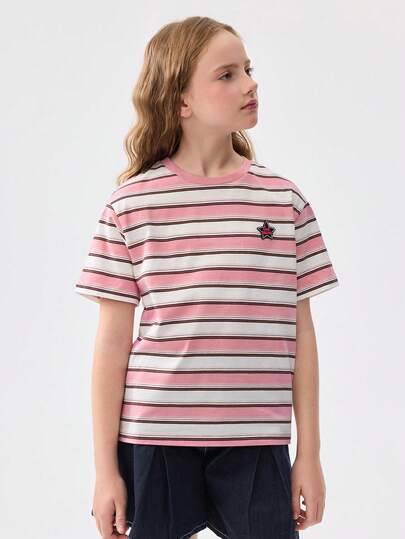 Balabala Girls' Quick-Dry Printed Tee, Soft & Breathable Summer Top