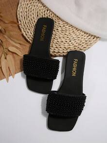 女士平底凉鞋，时尚、高端、优雅、耐穿、舒适、休闲，是女性的最佳选择。 - 黑色 - 查看 6