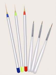 指甲繪圖筆套裝,6入組金屬手柄美甲筆刷,指甲設計刷,繪畫繪畫襯墊指甲工具,適用於家庭使用和專業美甲沙龍