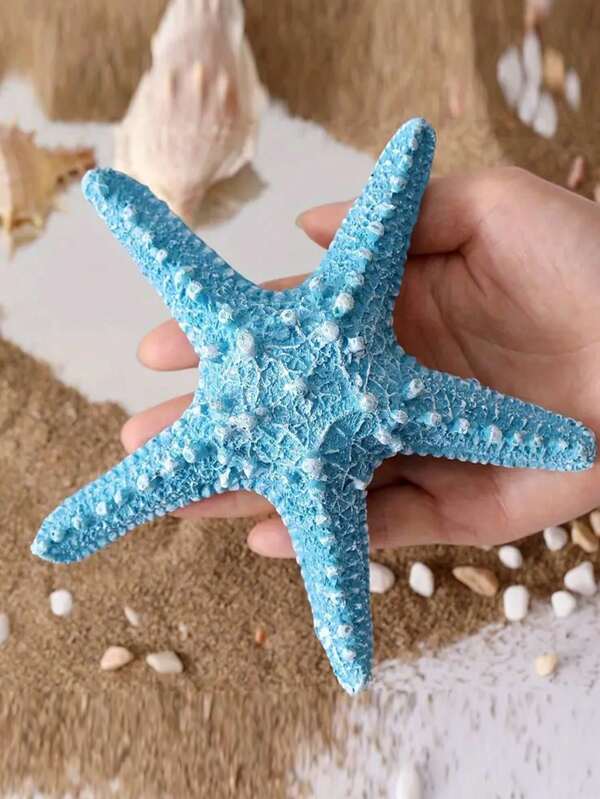 4 piezas de decoración de estrellas de mar del océano azul, artes y manualidades de resina, adecuado para estantería, hogar, sala de estar, oficina, decoración de cafetería, exhibición de mesa en la habitación, decoración del vestíbulo (producto de adorno, verifique el tamaño antes de hacer el pedido)