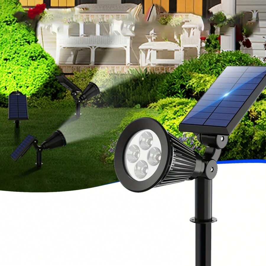 1pc Solar Powered Landscape Spotlight, 4 LED Outdoor Lighting, RGB Pathway Light With Motion Sensor, Semi-Embedded Installation, Warm White/White/Color Light, No Remote Control, Suitable For Yard, Garden, Path & Lawn - LED (spotlight) - View 1