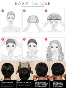 假发帽 - 女士弹性网状圆顶假发帽，轻盈透气，适合编发、编织和日常佩戴 - 黑色 - 查看 8