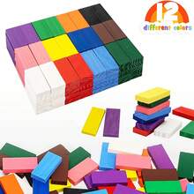240Pcs Wooden Coloured Tumbling Dominoes Block Family Games Play Set Toy - Multicolor - View 2