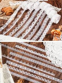 1 卷蕾丝 PET 胶带 - 蕾丝系列蕾丝边文具材料可重复使用贴纸 DIY 装饰和纸胶带适用于剪贴簿返校