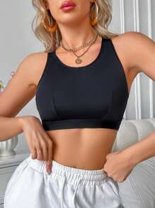 1pc Women's Solid Color Comfortable Sports Bra