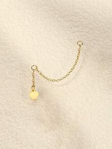 1Pc S925 Sterling Silver Long Chain Dangle Cartilage Pierced Earrings With Chain For Daily Wear - Gold - View 6