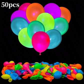 50 stuks/set 10-inch fluorescerende kleuren ballonnen, UV-licht pastel ballonnen, Kerstmis Thanksgiving Nieuwjaar decoratie ballonnen, barfeest bruiloft verjaardag jubileum decoraties