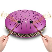 Steel Tongue Drum 6 Inch 11 Tone Hand Pan Percussion Musical Instrument Steel Drum Set With Drumsticks - Purple - View 1