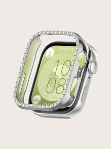 1 pieza Funda protectora con una de cristales de unicolor y estilo casual, a prueba de arañazos compatible con el reloj inteligente Watch Fit 3