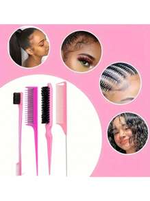 10pcs.Hair Comb Set, Teasing Hair Brush, Mouse Tail Comb, Edge Hair Brush, Braid Tool With Hair Clips, Travel Essentials