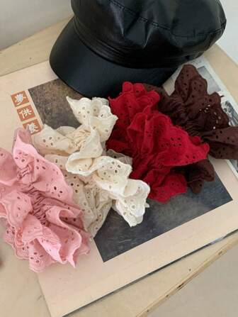 1 件女士法式独特设计蕾丝镂空花朵发带，适合日常使用