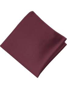 1 Set Men's Solid Color Formal Bowtie & Pocket Square Set, Wedding Groom Necktie Suit Handkerchief 2 Pieces Set, Men's Gift (Pocket Square Size: 22x22cm) - Wine Red - View 3