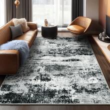 Area Rugs, Modern Abstract Washable Rug For Living Room, Stain Resistant Non-Shedding Distressed Area Rug With Non Slip Backing For Bedroom - Đen và trắng - Xem 1
