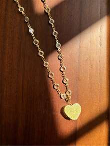 2025 Summer Colorful Cute Three-Dimensional Acrylic Sugar Heart Pendant Necklace Shiny Chain Faux Pearl Necklace Childlike Clavicle Chain For Women Jewelry Gifts - Heart Candy Necklace - View 11