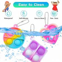 6/12/24/48个装迷你泡泡钥匙扣 - 硅胶泡泡感官减压玩具，多种颜色可选，非常适合作为派对礼物、课堂奖励、复活节彩蛋、万圣节、圣诞节、情人节礼物 - 彩色 - 查看 4