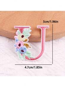 1 pieza, Parche bordado con flores para planchar con letras (A-Z), apliques decorativos para DIY en decoración de ropa, material de tela, calcomanías para ropa