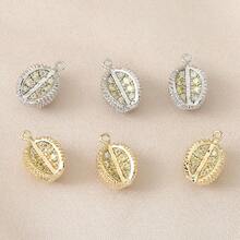 1pc/3pcs DIY Handmade Jewelry Pendant, Pineapple Design, Micro-Inlaid Zirconia, Customized Copper Material Zirconia Inlaid Jewelry Accessory - DIY Fruit Pendant - View 6