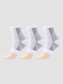 3 Pairs Of Breathable Net Mesh Simple Compression Plantar Fasciitis Socks, Ankle Support For Sports, Cycling, And Injury Prevention Gym Gym Wristbands Accessories