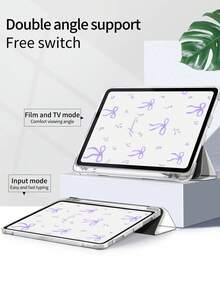1 件可爱卡通紫色花朵字母蝴蝶结双面亚克力水晶透明保护壳，兼容 iPad，， - 彩色 - 查看 6