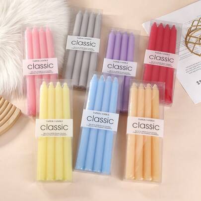 25cm(Approx.10in) / 20cm(Approx.8in) Minimalist Vertical Stripe Candles, Red/White/Blue/Green/Purple/Gray/Yellow/Orange/Pink/Black/Rose Red, Colored Candles, 8 Hours Burning Time/Pc, Geometric Striped Design, Suitable For Home Decor, Wedding, Gifts, Parties, Unscented Candles, Romantic Decorations, All Season