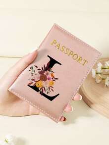 1pc A-Z 26 Letters Fashionable Letter Print Stylish Burgundy Passport Cover, Premium PU Leather Passport Wallet With Multi-Card Pockets For Credit Cards, Boarding Passes, And IDs Graduation - Burgundy - View 35