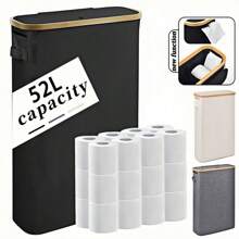 Extra Large Toilet Paper Storage Box With Lid,Holds Up To 24 Regular Rolls Or 18 Jumbo Rolls, Toilet Paper Holder,Bathroom Decor,Toilet Paper Storage,Bathroom Accessories,Toliet Paper Holder,Bathroom Organizer,(Black, Beige & Gray)