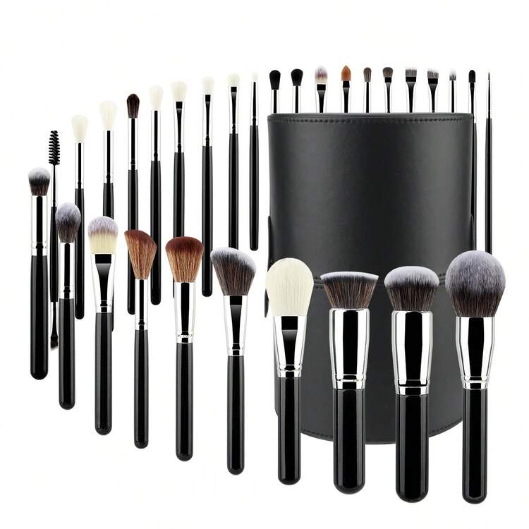 RANCAI 30pcs Professional Makeup Brush Set With Portable Storage Case, Black & White Bristles, Includes Brush Set, Makeup Brush Set, Full Makeup Brush Set, Makeup Brush Set, Full Makeup Tools Set, Makeup Brush Set, Makeup Brush Set, Makeup Gift Set - Multicolor - View 10