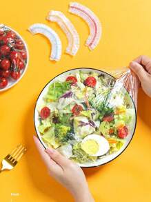 100pcs Disposable Stretch Cling Film Food Wrap Covers, Reusable Vegetable Savers, Fridge Freshness Retainers, Replaceable Produce Preserver, Fruit Saver, Antibacterial, Shower Caps, Shoe Covers, Thick Kitchen Cling Films, Household Refrigerator Food Storage Bags
