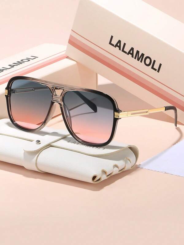 LALAMOLI LALAMOLI Round Full Frame Fashion Fashion Glasses For Women, Suitable For Outdoor, Beach, Driving, Travel, Street Photography, Gradient Colors, Holiday Gift