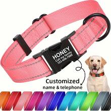 Customizable Reflective Dog Collar With Engraved Metal Buckle - Personalized Nylon Pet Collar, Combining Safety And Fashion - Multicolor - View 9