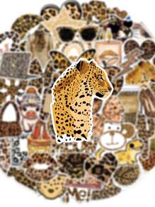 50 pezzi Adesivi vintage vintage a tema leopardato e graffiti, stile moda vintage, in materiale PVC impermeabile, adatti per decorazioni di caschi, auto, feste, etichette, adesivi autoadesivi, utilizzabili per scrapbooking, computer portatile, bagagli, chitarra, bottiglie d acqua, cover per telefono, decorazioni moda urbana giovanile, per il ritorno a scuola, stagione di laurea