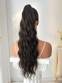 Claw Ponytail Extension Hair Brown Color 26 Inch Long Water Wave Heat Resistant Fiber Synthetic Ponytail Hairpiece For Girl Women Daily Used