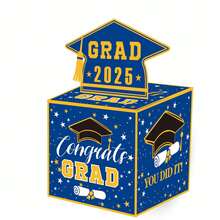 3-Color (Red, Blue, Black) Graduation Money Gift Box, Graduation Party Surprise Gift, Party Decor - Blue - View 1