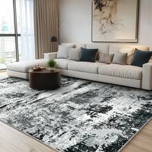 Area Rugs, Modern Abstract Washable Rug For Living Room, Stain Resistant Non-Shedding Distressed Area Rug With Non Slip Backing For Bedroom - Đen và trắng - Xem 2