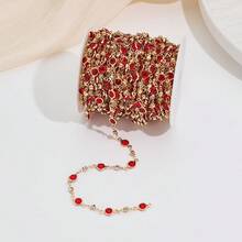 50cm-100cm Metal Copper Chains With Colorful Crystal Design, Suitable For Jewelry DIY Making, Including Hair Chains, Necklaces, Bracelets, Anklets, Earrings, Not Including Reel