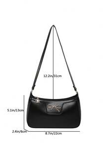 Elegant Crescent-Shaped Underarm Shoulder Bag For Women, Chic Casual Fashion, Solid Color Underarm Bag - Black - View 4
