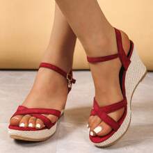 Women's Fashion Platform Sandals, New Red Rope Platform Thick Sole Wedge Sandals For Spring And Summer