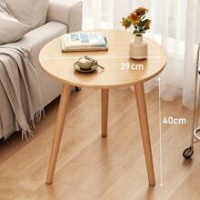 Semplice tavolino da comodino in legno rotondo con cornice in legno massiccio, mobile da piccoli spazi come tavolo da caffè laterale, per reception, ufficio, soggiorno, camera da letto