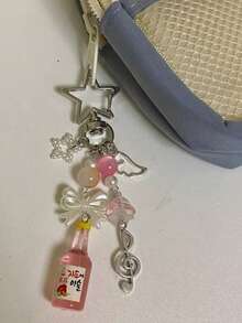 Clear Acrylic Candy Colored Heart-Shaped Star Cute Mushroom Cherry Blossom Keychain With Gu Ben Chain Pendant Summer Bows Bridesmaid Gifts Y2K - Multicolor - View 4