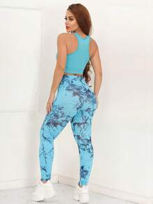 KIT COM 2 CALÇA LEGGING TIE DYE Feminina Fitness Academia Treino Corrida Ginastica Yoga Calca Esporte - Multicolorido - Visão 8