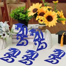 Etiquetas de Recorte de Papel Decoração da Festa de Formatura 2025 Chapéu de Formatura 2025 Decoração da Mesa da Festa 2025 Parabéns Suprimentos de Formatura Decoração da Mesa da Festa da Classe de Formatura 2025