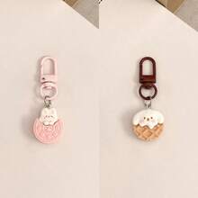 Cute Snack Biscuit Animal Pink Biscuit Rabbit Keychain, Kindergarten Kids Accessory, Phone Charm, Simplistic Car Key Chain, Earphones Decor, Gift - Multicolor - View 9
