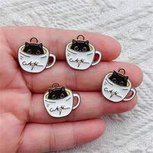 10/20pcs Zinc Alloy Cute Cat Shaped Pendant, Suitable For DIY Earring, Bracelet, Necklace, Keychain Jewelry Making - Multicolor - View 2