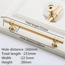 1 PC Modern Black Gold Door Handles Kitchen Cabinet Handles Solid Drawer Knobs Zinc Alloy Base Aluminum Alloy Rod Fashion Furniture Handle Hardware - Gold - View 12