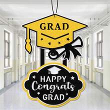 Decoraciones de graduación 2025 Cartel de felicitaciones para graduados con cuerda para la clase de 2025 de gran tamaño 17.4'' X 12'' Letrero de bienvenida para graduados para decorar la puerta principal, regalos de felicitaciones para graduaciones - Multicolor - Ver 3