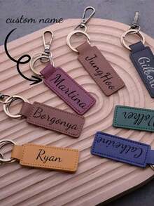 1PC Custom Leather Key Chain, Personalised Text Leather Keyring, Ride Keychain, Leather Keychain For Car Key, Best Gift, Boy Gift Back To School - Multicolor - View 6