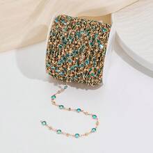 50cm-100cm Metal Copper Chains With Colorful Crystal Design, Suitable For Jewelry DIY Making, Including Hair Chains, Necklaces, Bracelets, Anklets, Earrings, Not Including Reel